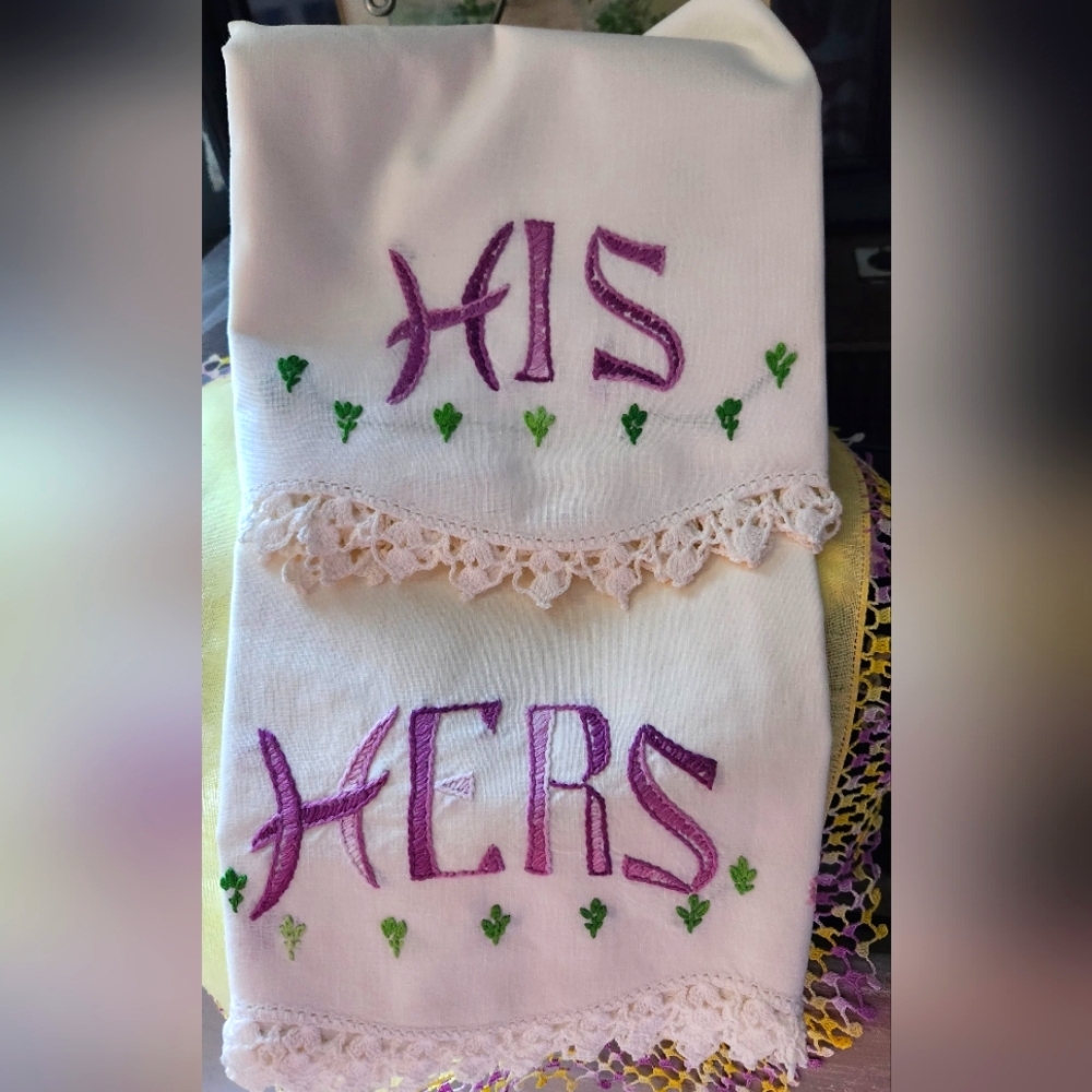 VINTAGE HAND EMBROIDERED AND CROCHETED PILLOWCASES